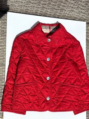 Burberry Kids Red Quilted Jacket 3Y 98cm Check Lined